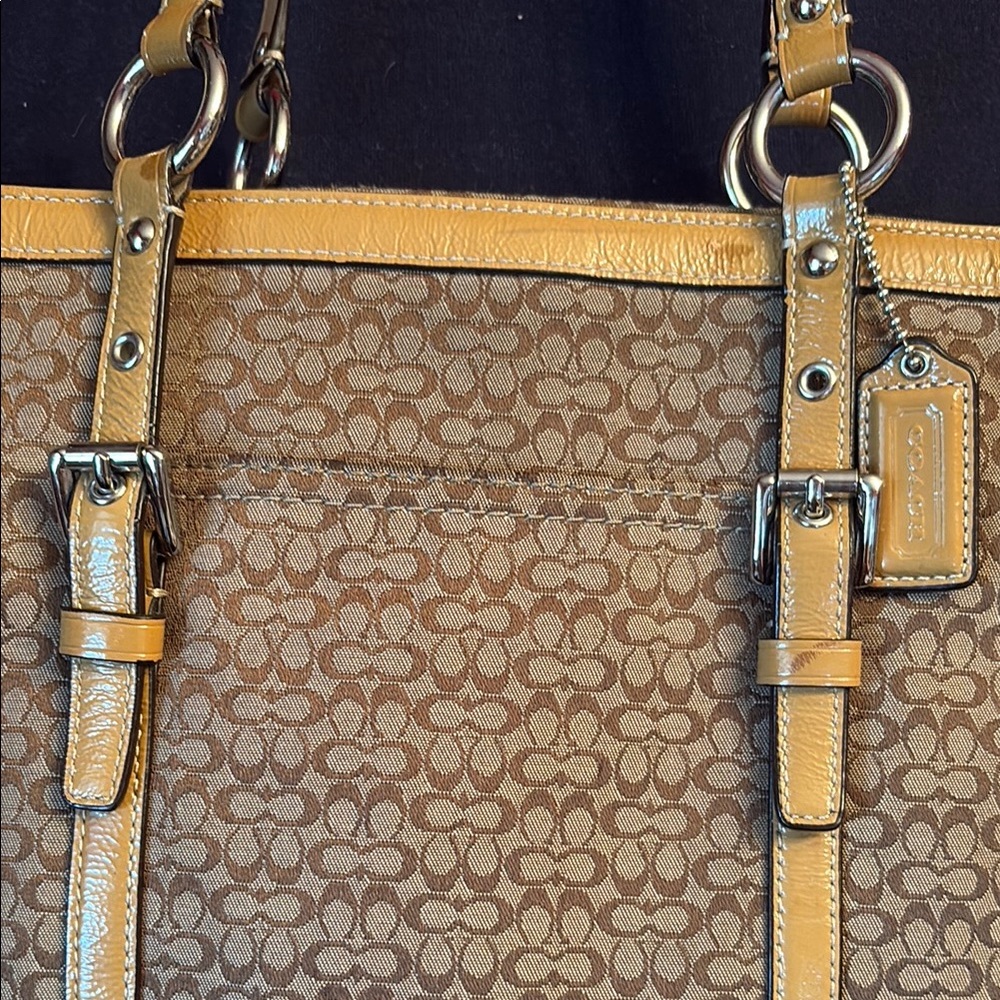 Coach Tan and Brown Shoulder Bag with Leather Accents - Picture 4 of 8